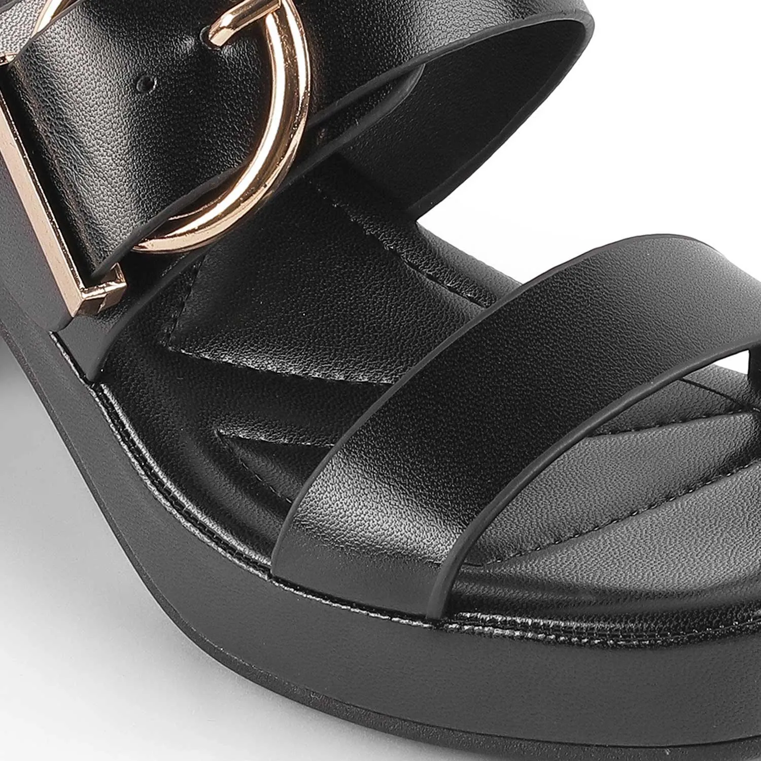 Tresmode Samsi Black Women's Dress Block Heel Sandals