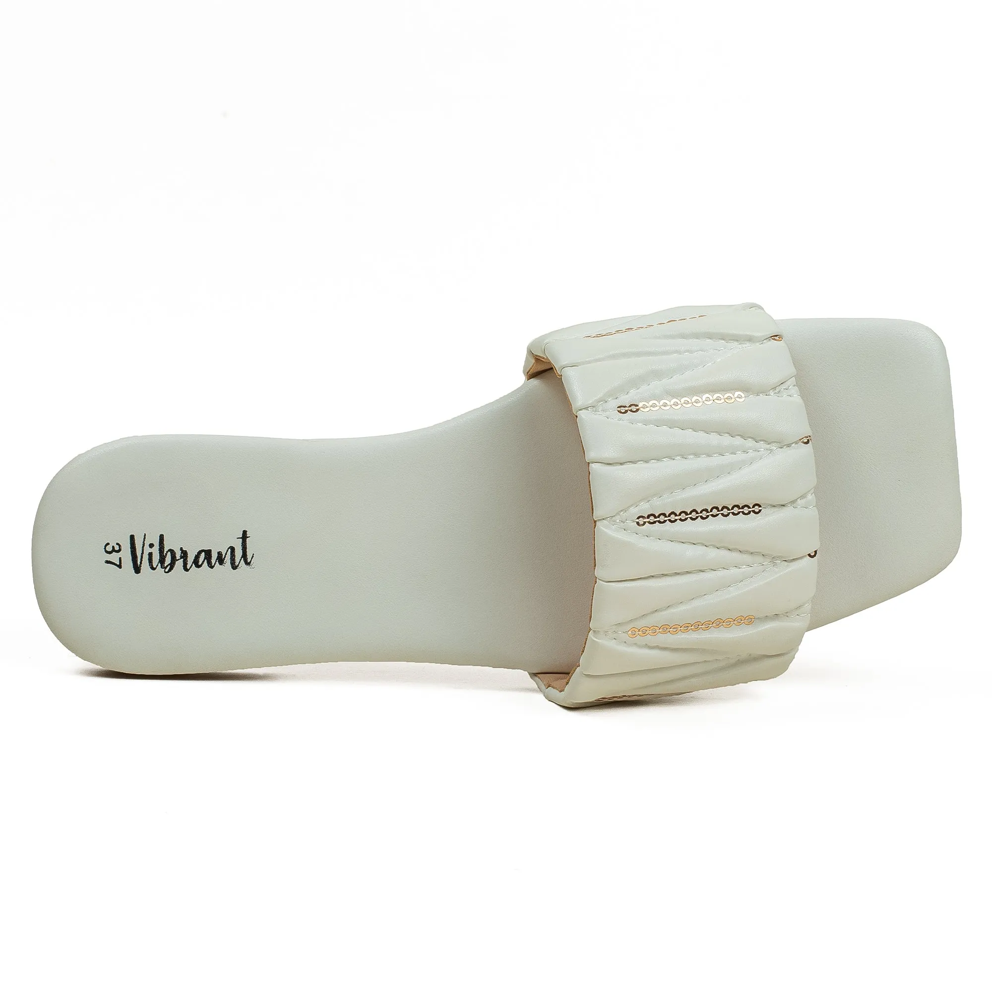 Vibrant Women's White Flat Sandals – Stylish PU Leather Comfort Slides with Cushioned Insole
