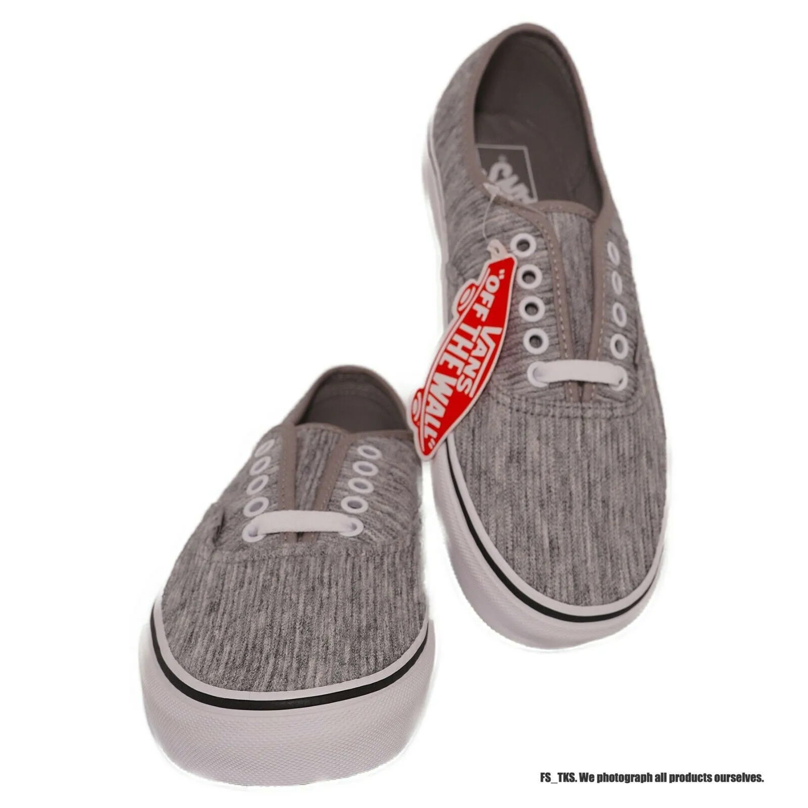 VN0A2Z5IV7B1 VANS Authentic Rib Knit (Gray / White) Men Size 7 | Women Size 8.5