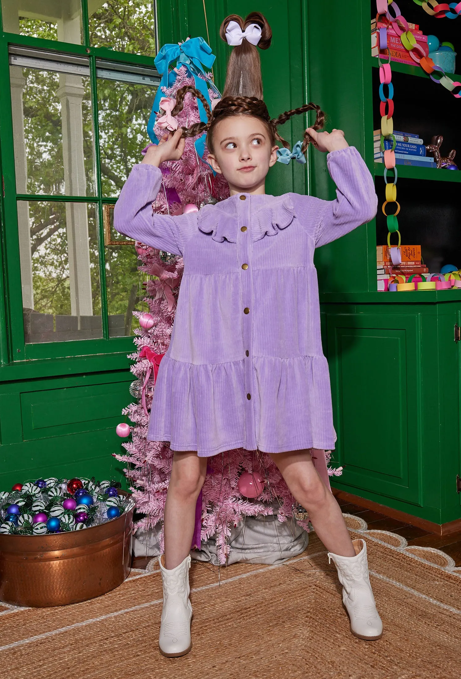Western Dress - Lilac Corduroy