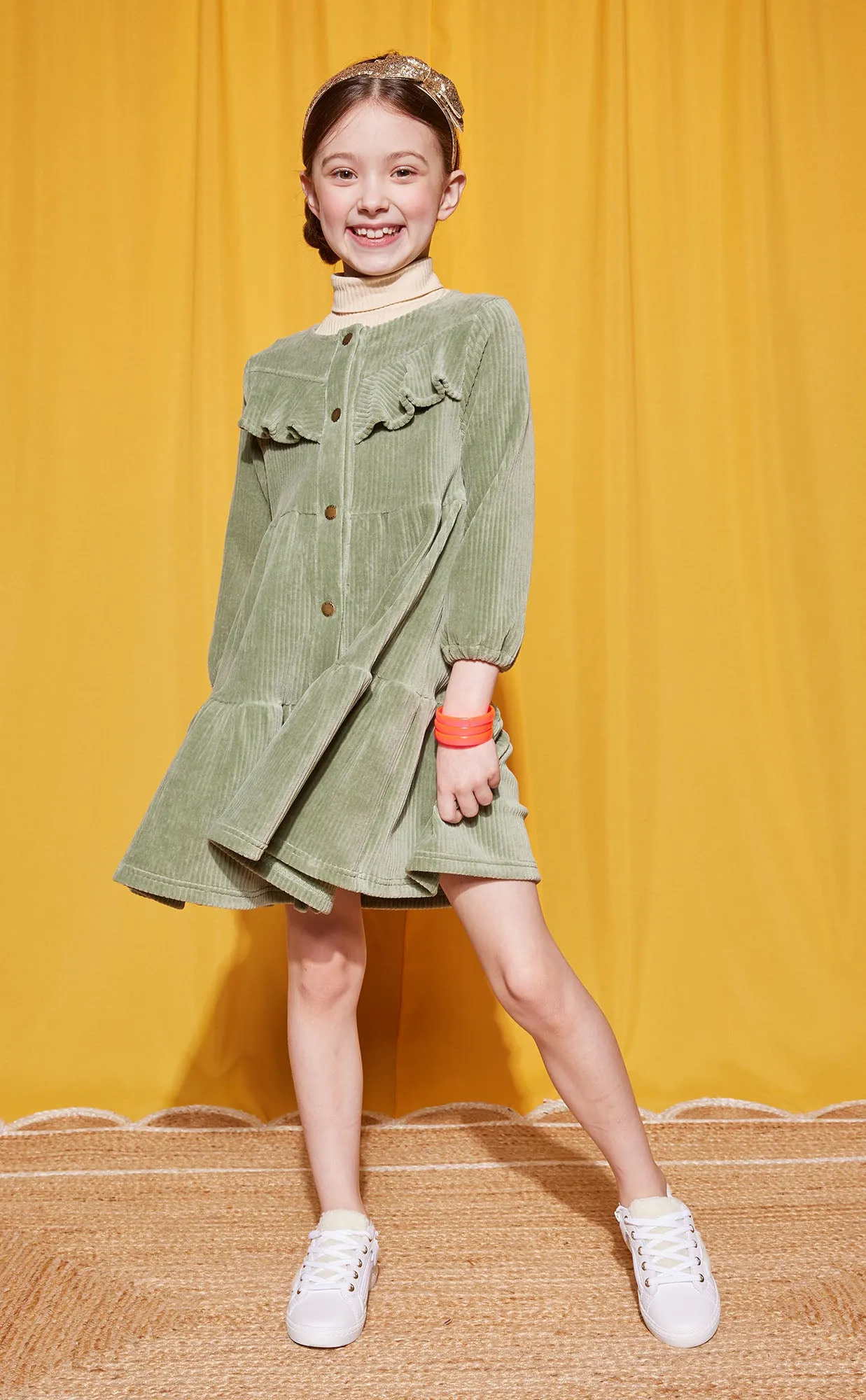 Western Dress - Sage Corduroy