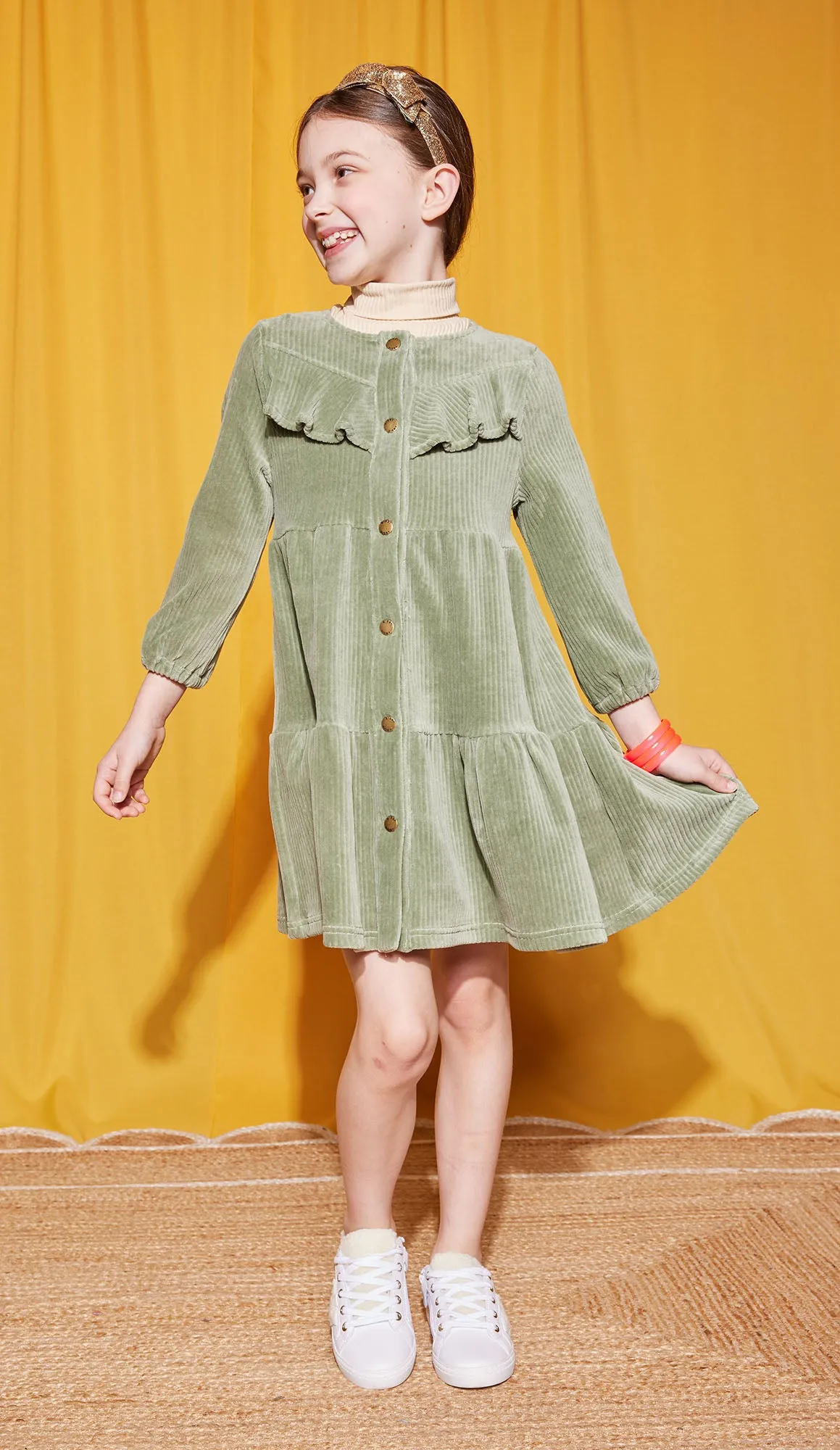 Western Dress - Sage Corduroy