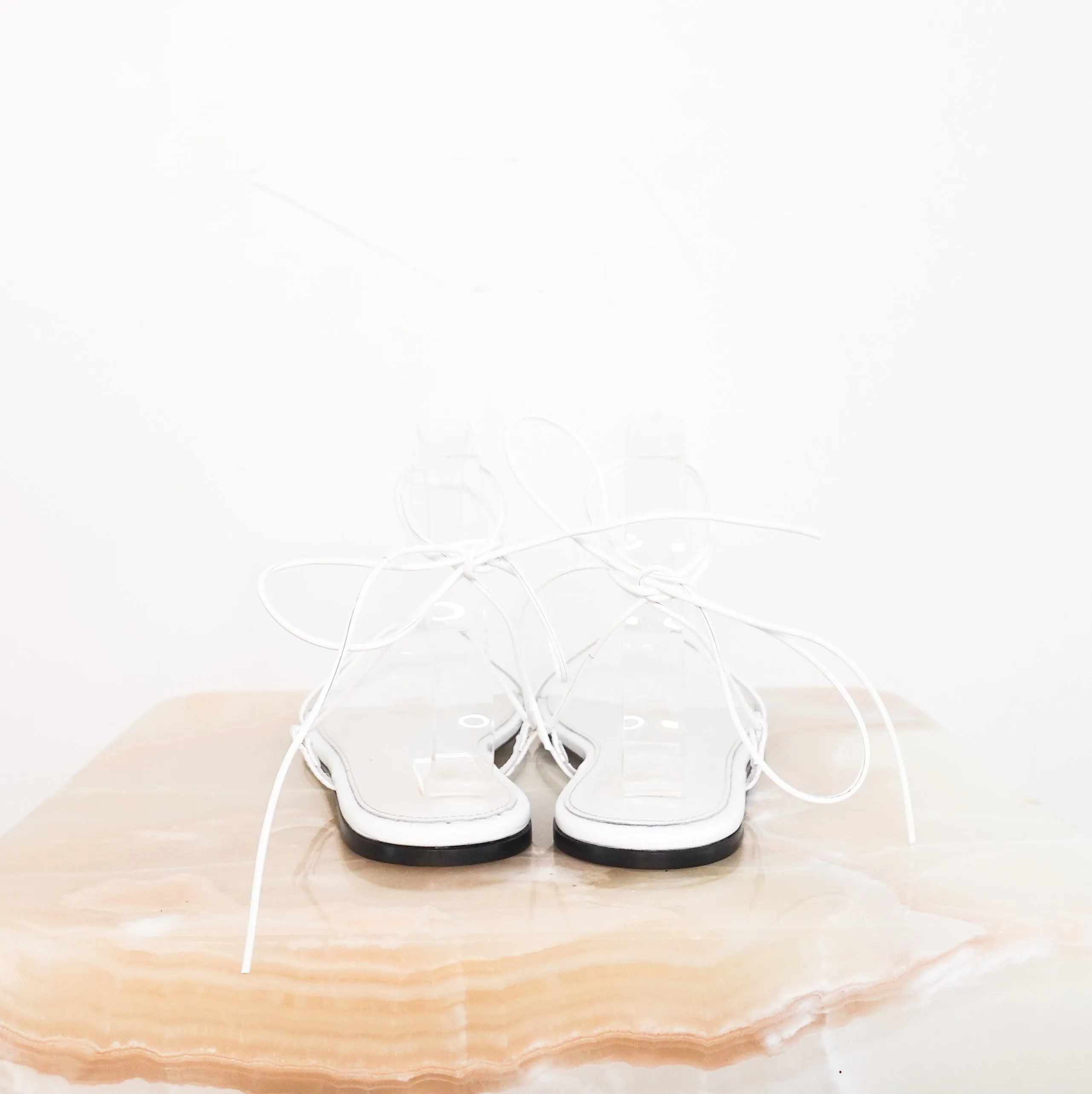 White embossed flat sandals new RRP £370