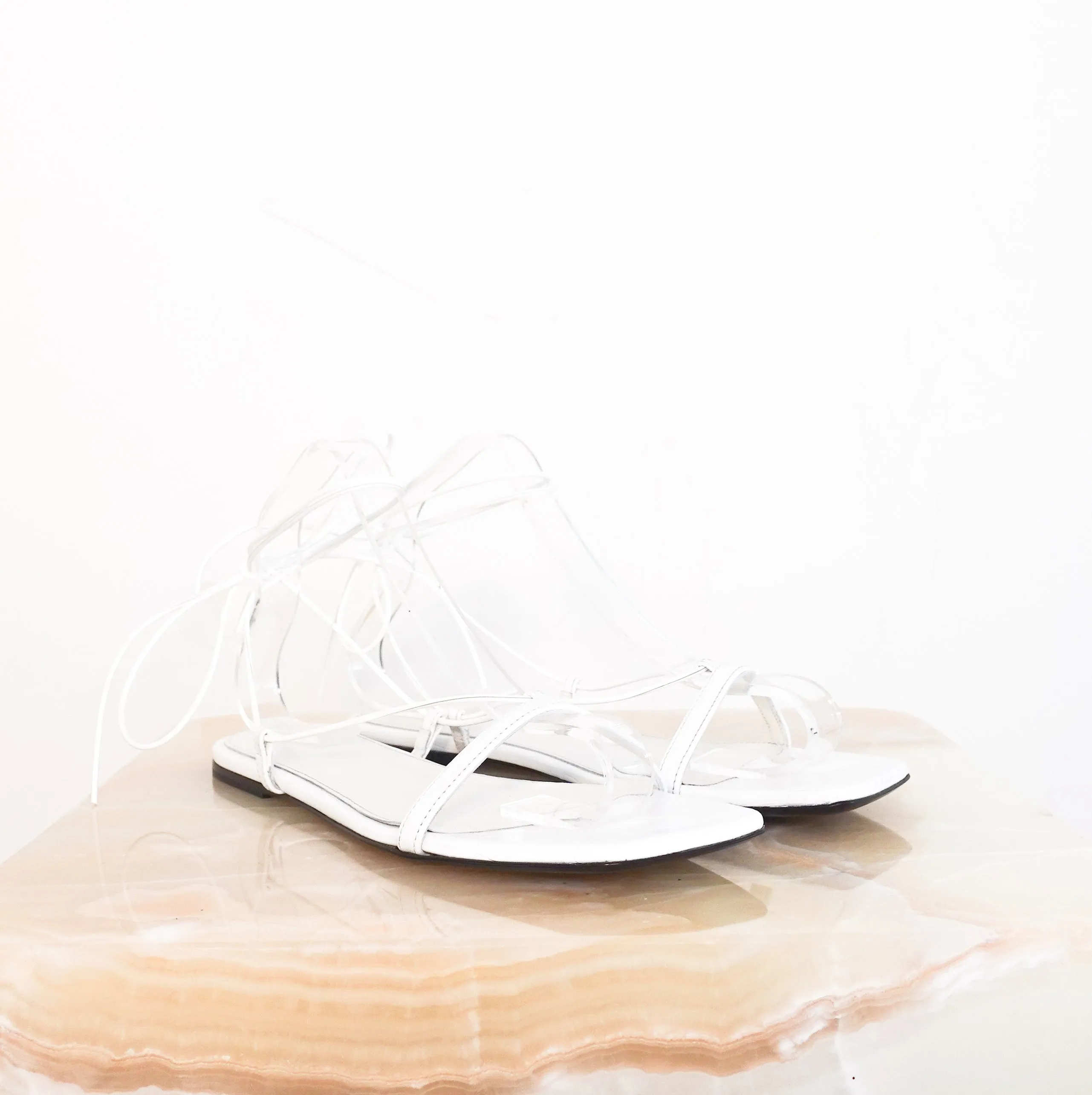 White embossed flat sandals new RRP £370