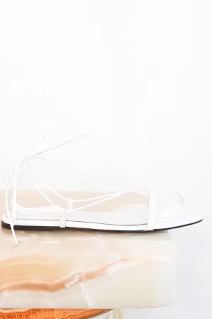 White embossed flat sandals new RRP £370