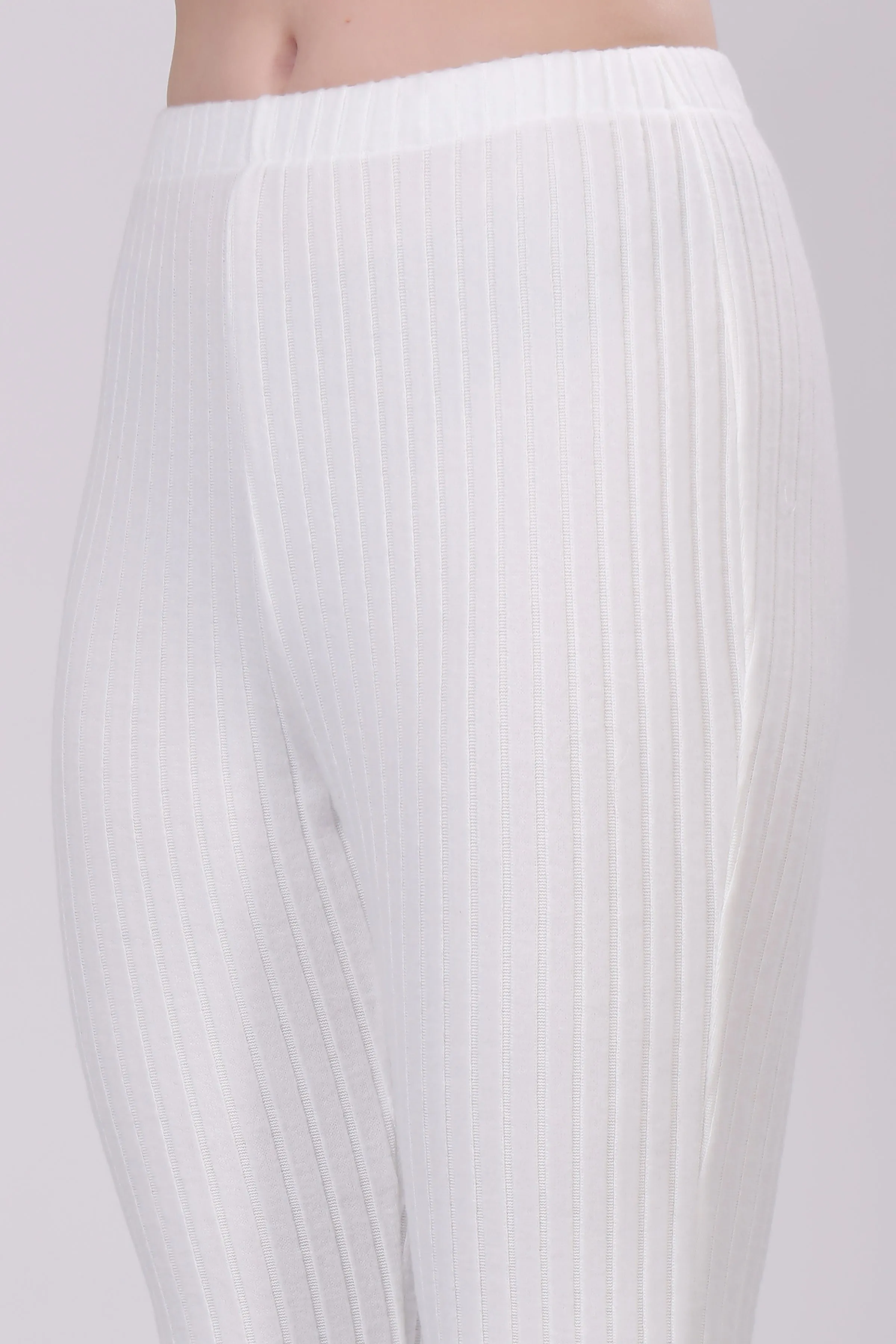 White Ribbed Lounge Pants