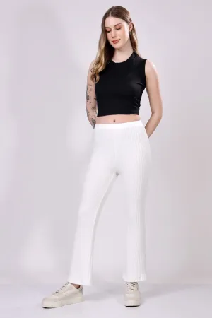 White Ribbed Lounge Pants