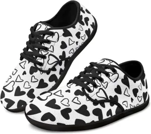Women Minimalist Barefoot Shoes Comfortable House Shoes Light Elastic Lace-Up Fitness Shoe for Gym US 6-13.5 Black Sole
