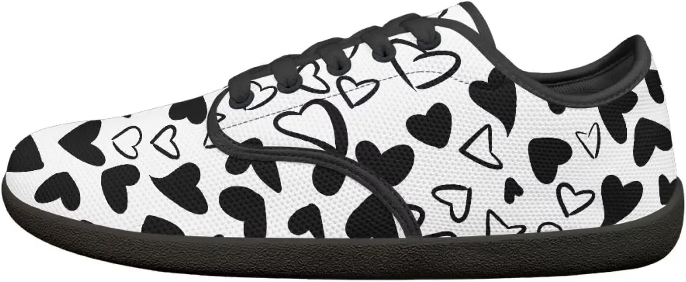 Women Minimalist Barefoot Shoes Comfortable House Shoes Light Elastic Lace-Up Fitness Shoe for Gym US 6-13.5 Black Sole