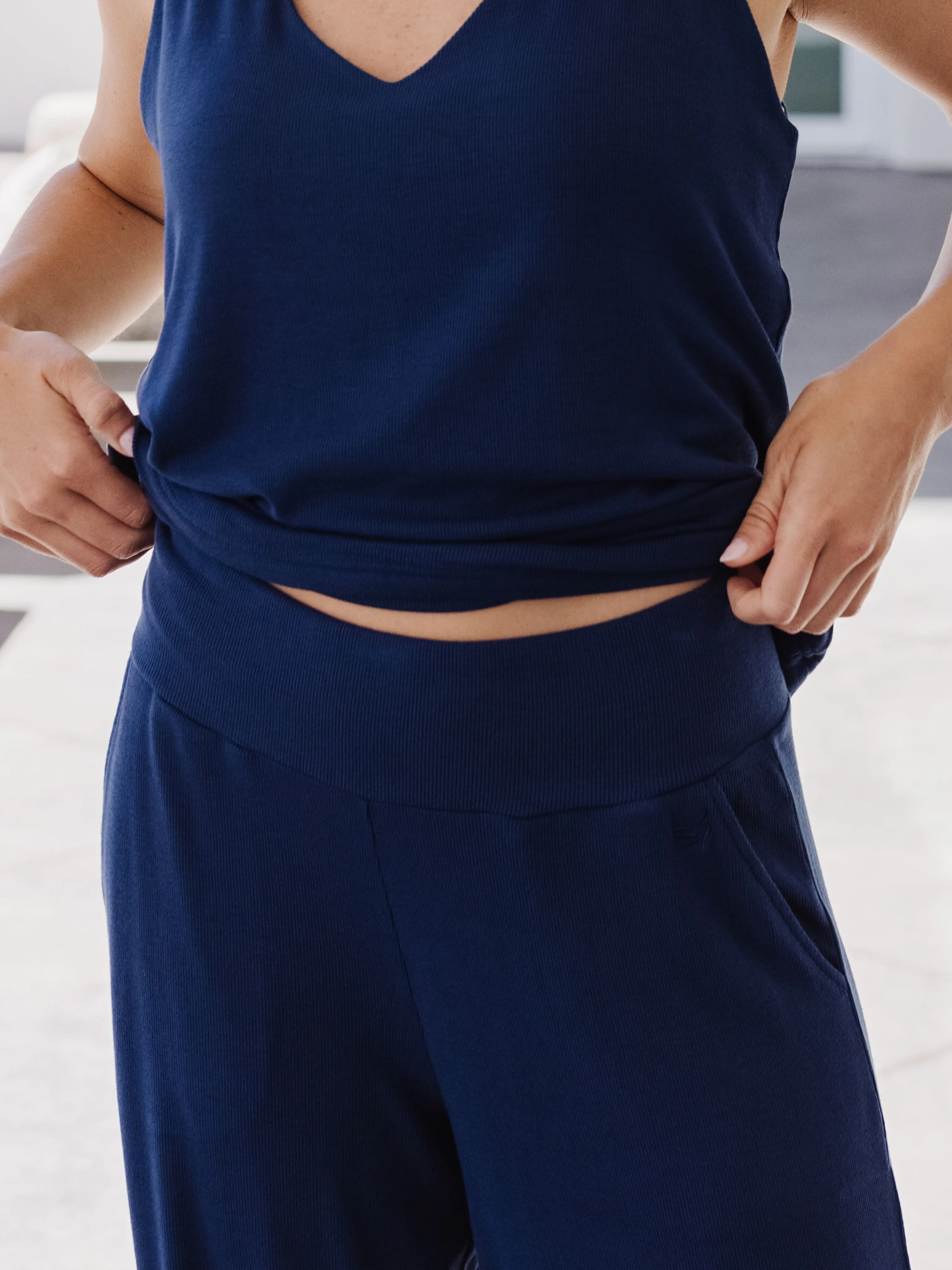 Womens Bamboo Rib-Knit Lounge Pant