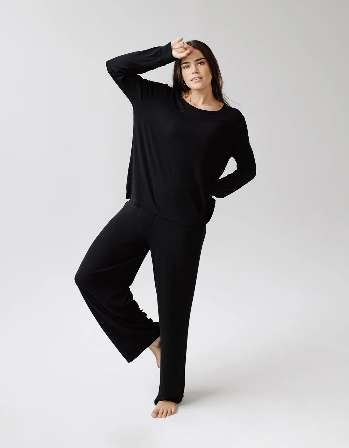 Womens Bamboo Rib-Knit Lounge Pant