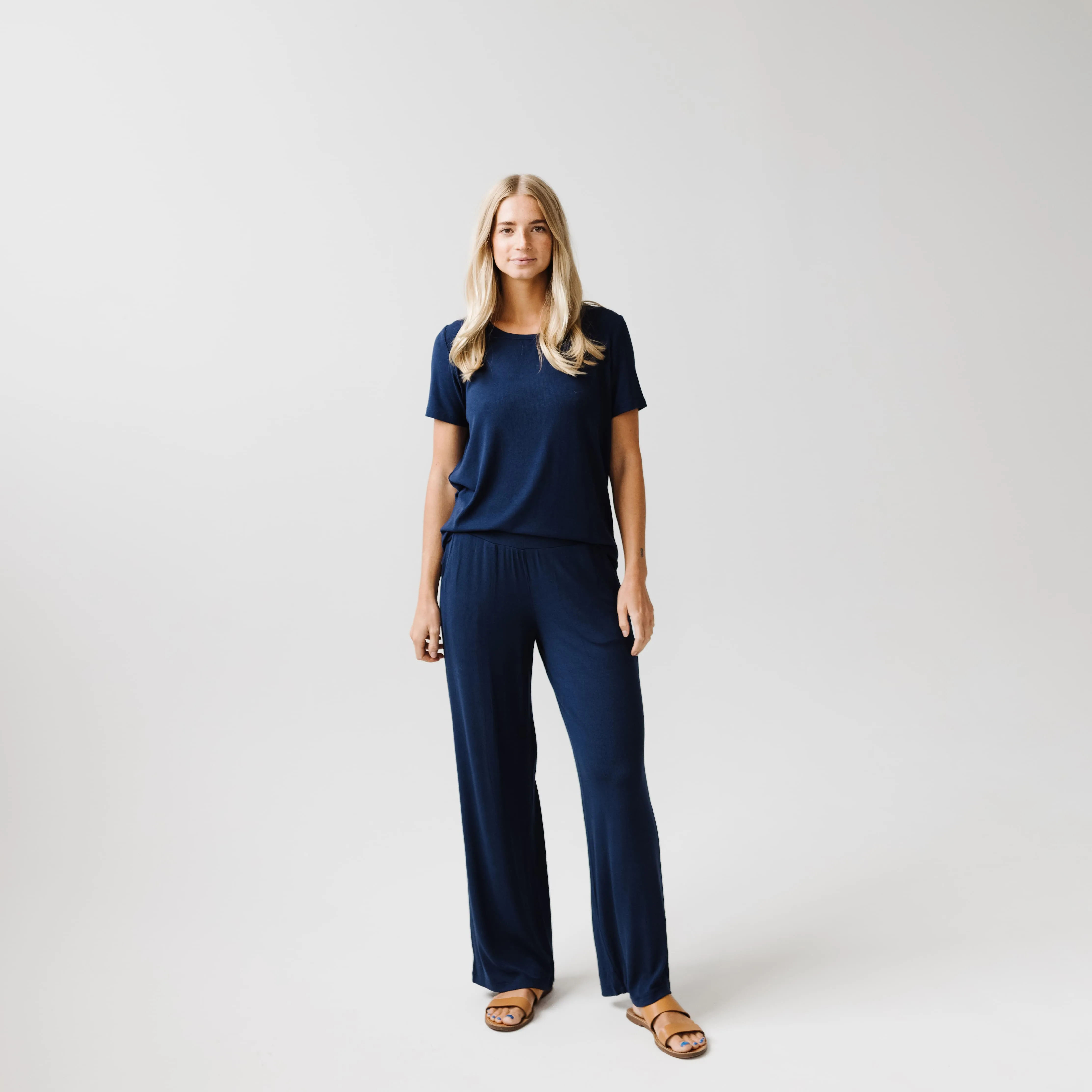 Womens Bamboo Rib-Knit Lounge Pant