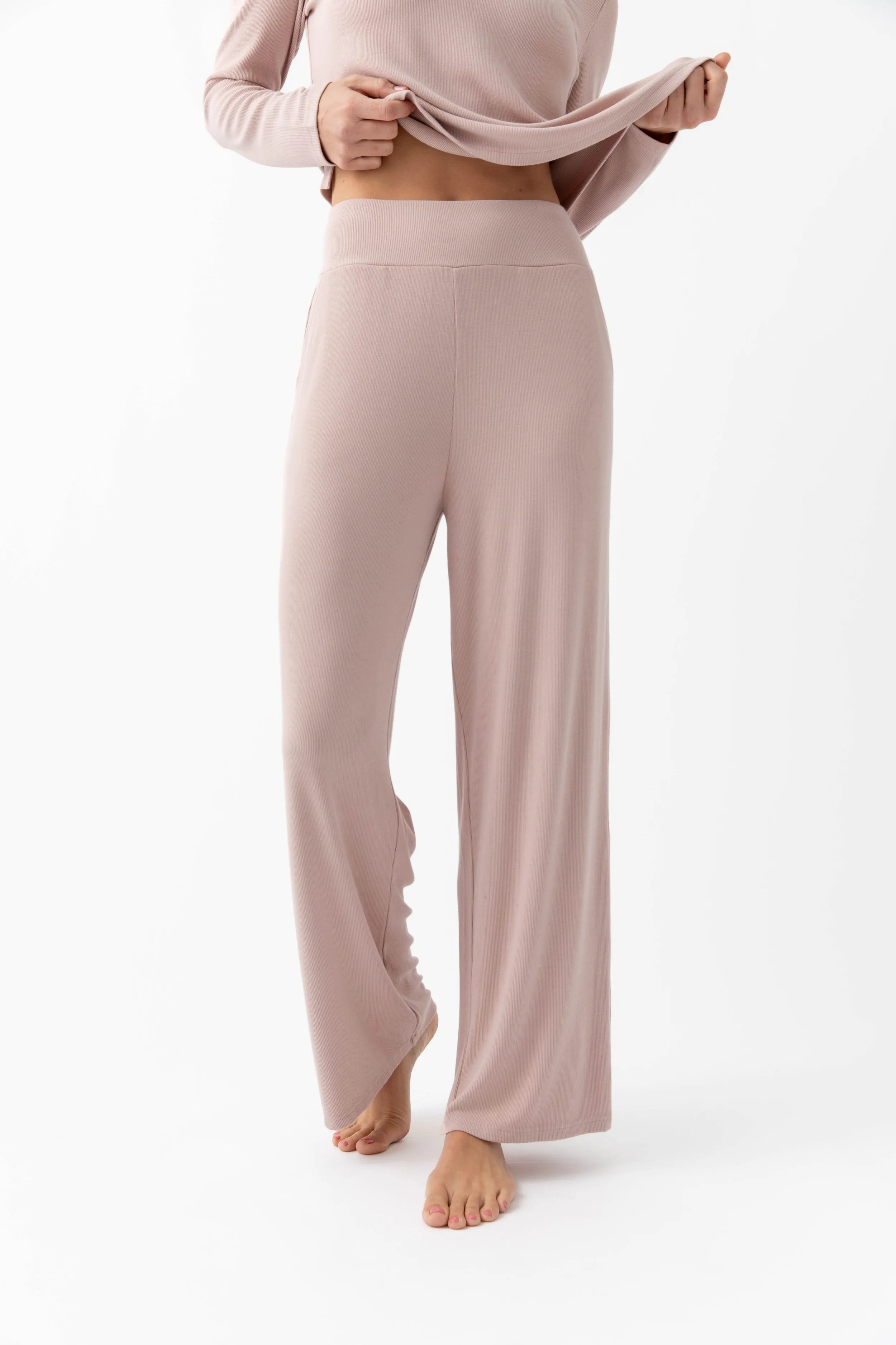 Womens Bamboo Rib-Knit Lounge Pant