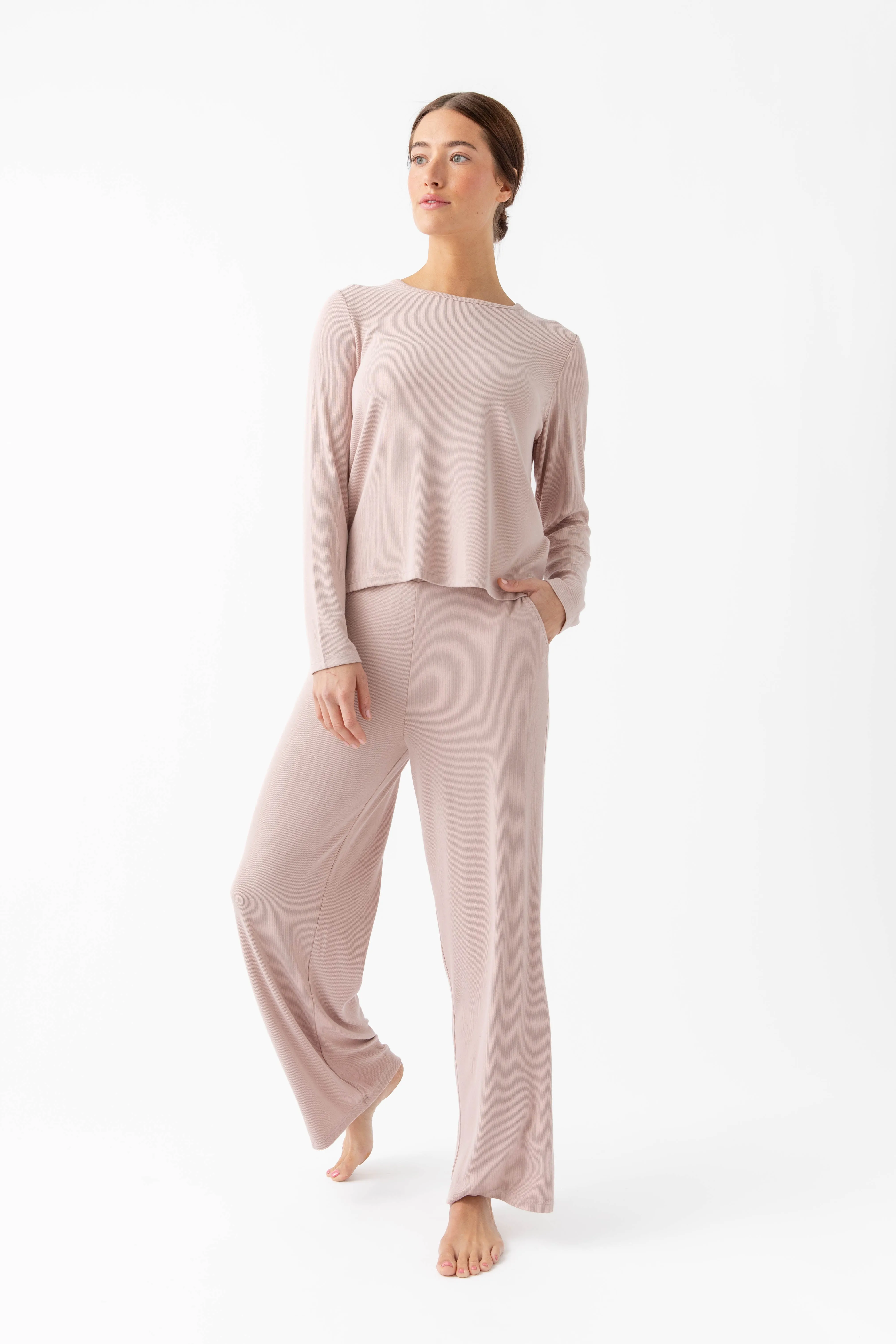 Womens Bamboo Rib-Knit Lounge Pant