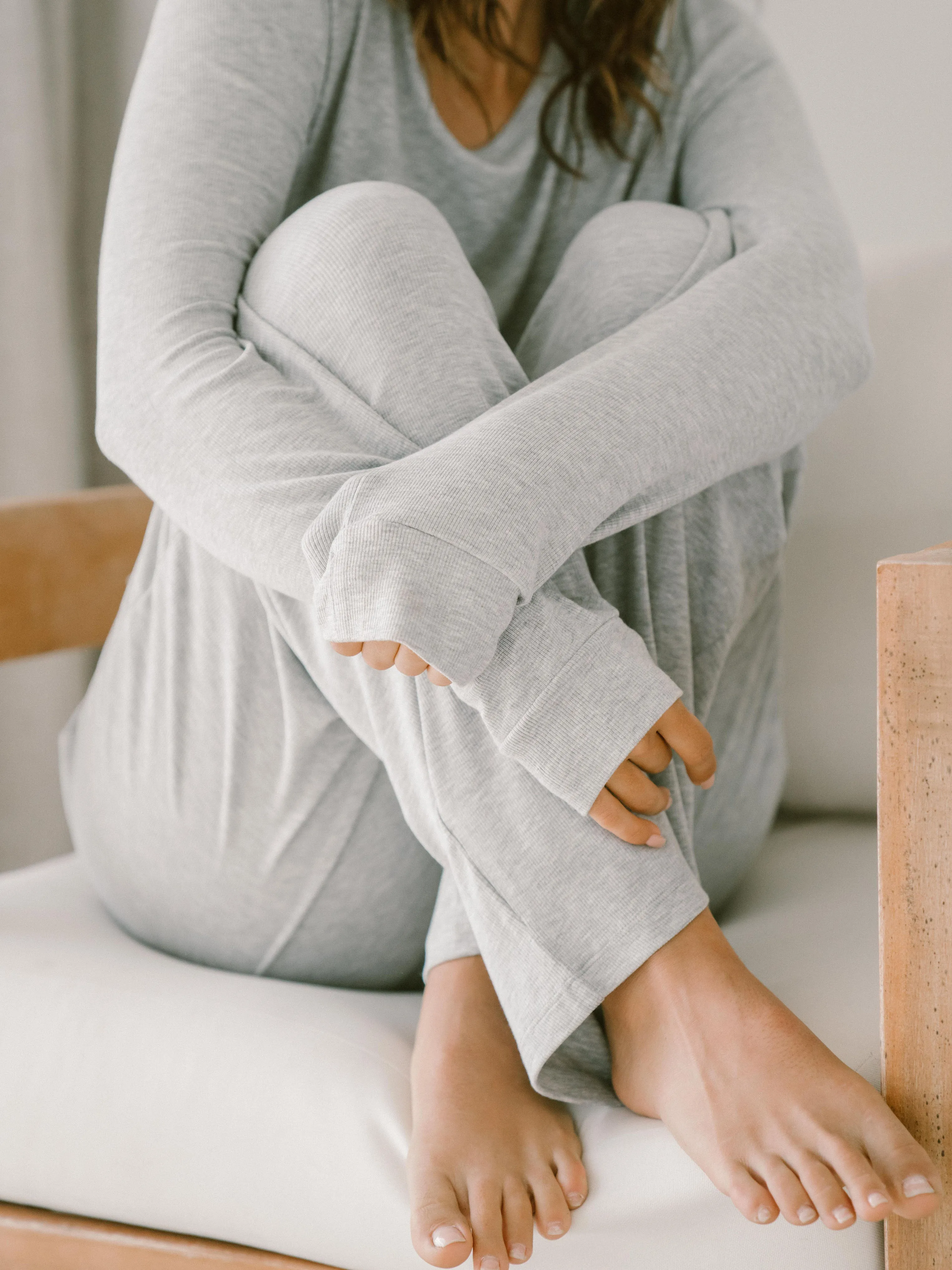 Womens Bamboo Rib-Knit Lounge Pant