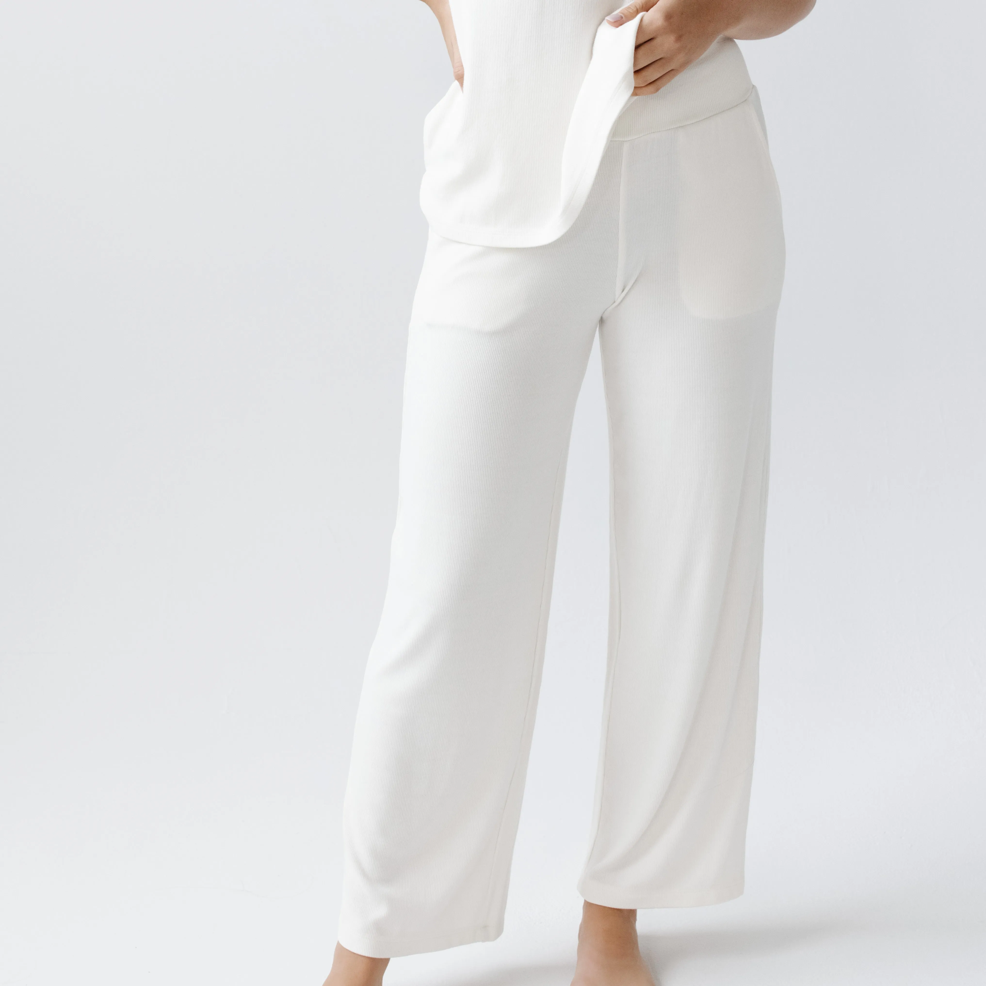 Womens Bamboo Rib-Knit Lounge Pant