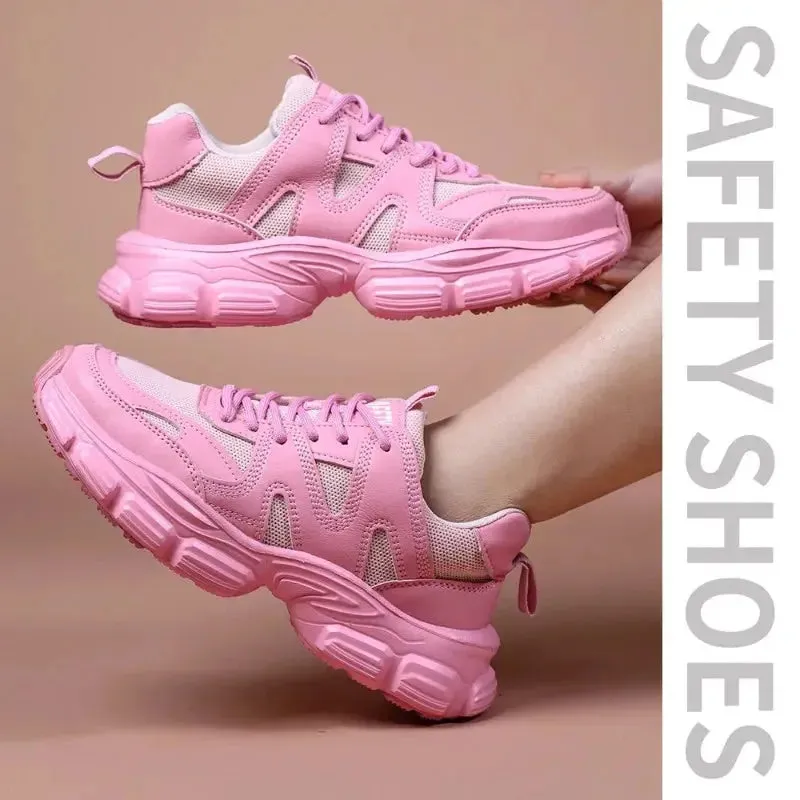 Women's Lightweight Steel Toe Sneakers – Breathable, Slip-Resistant Safety Shoes