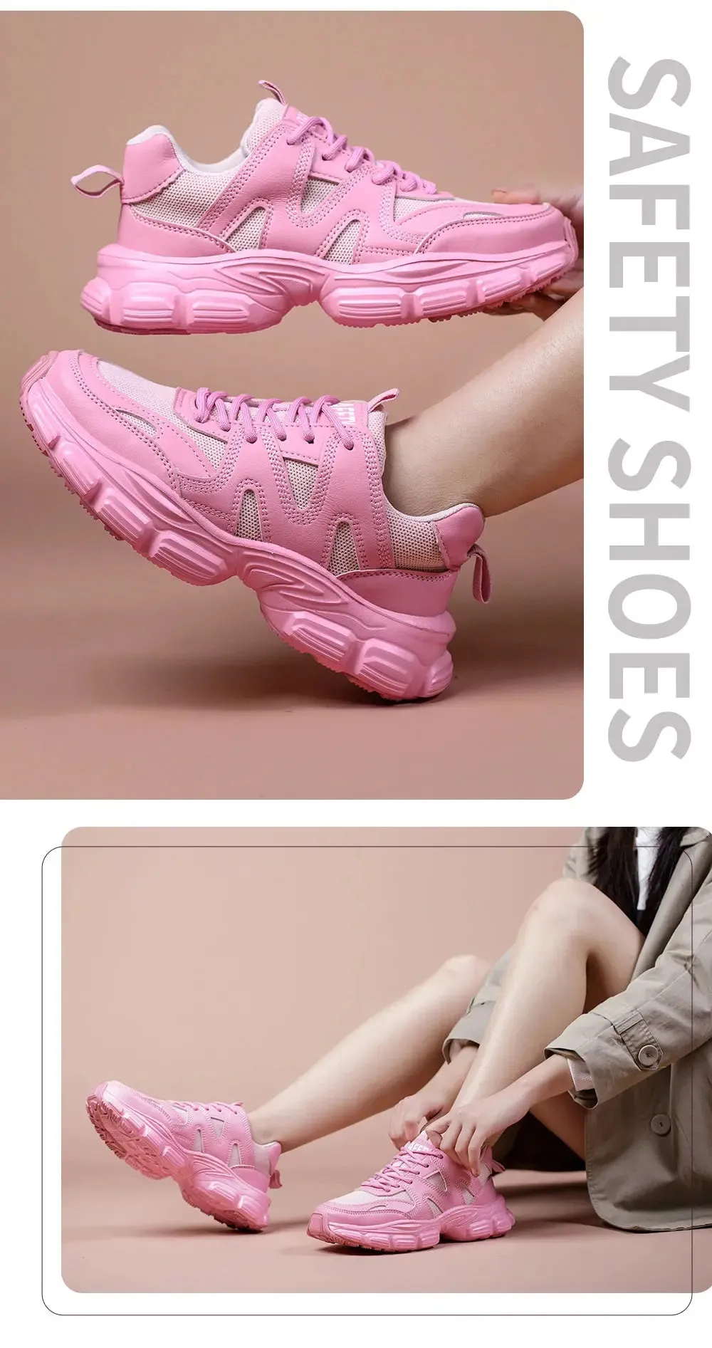 Women's Lightweight Steel Toe Sneakers – Breathable, Slip-Resistant Safety Shoes