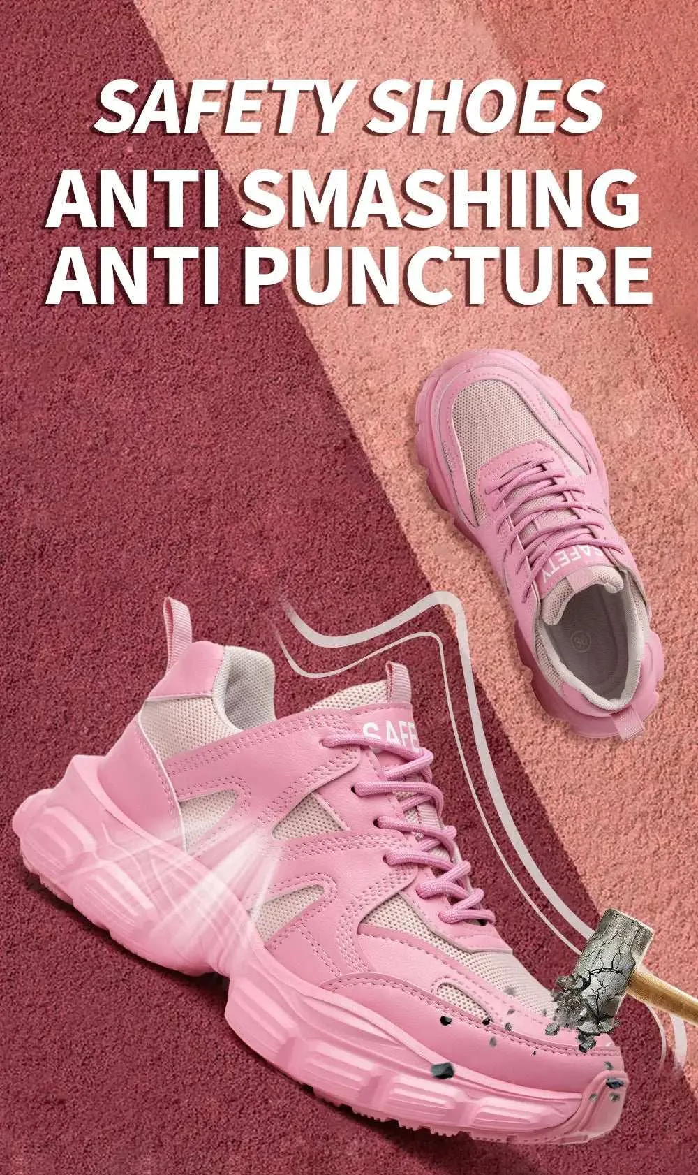 Women's Lightweight Steel Toe Sneakers – Breathable, Slip-Resistant Safety Shoes
