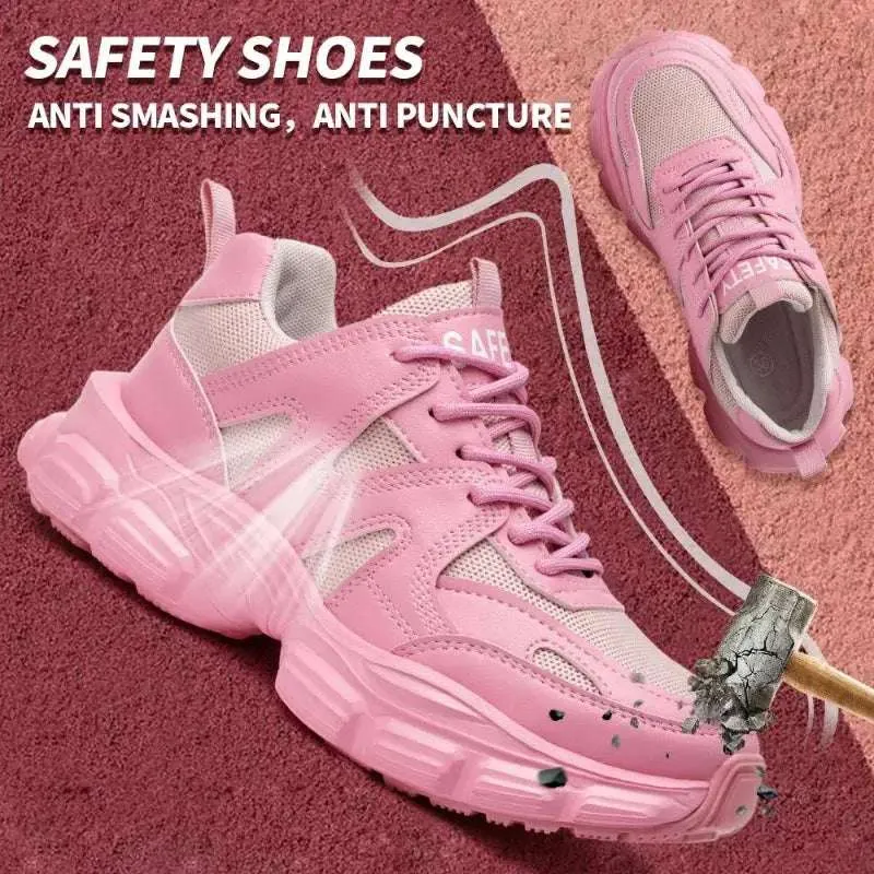 Women's Lightweight Steel Toe Sneakers – Breathable, Slip-Resistant Safety Shoes