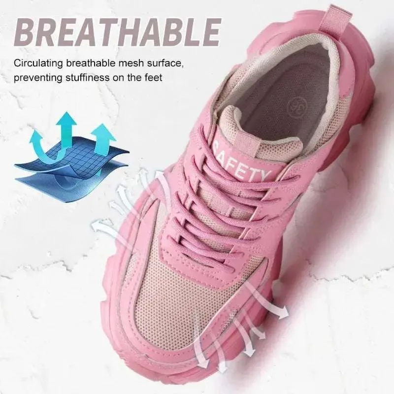 Women's Lightweight Steel Toe Sneakers – Breathable, Slip-Resistant Safety Shoes