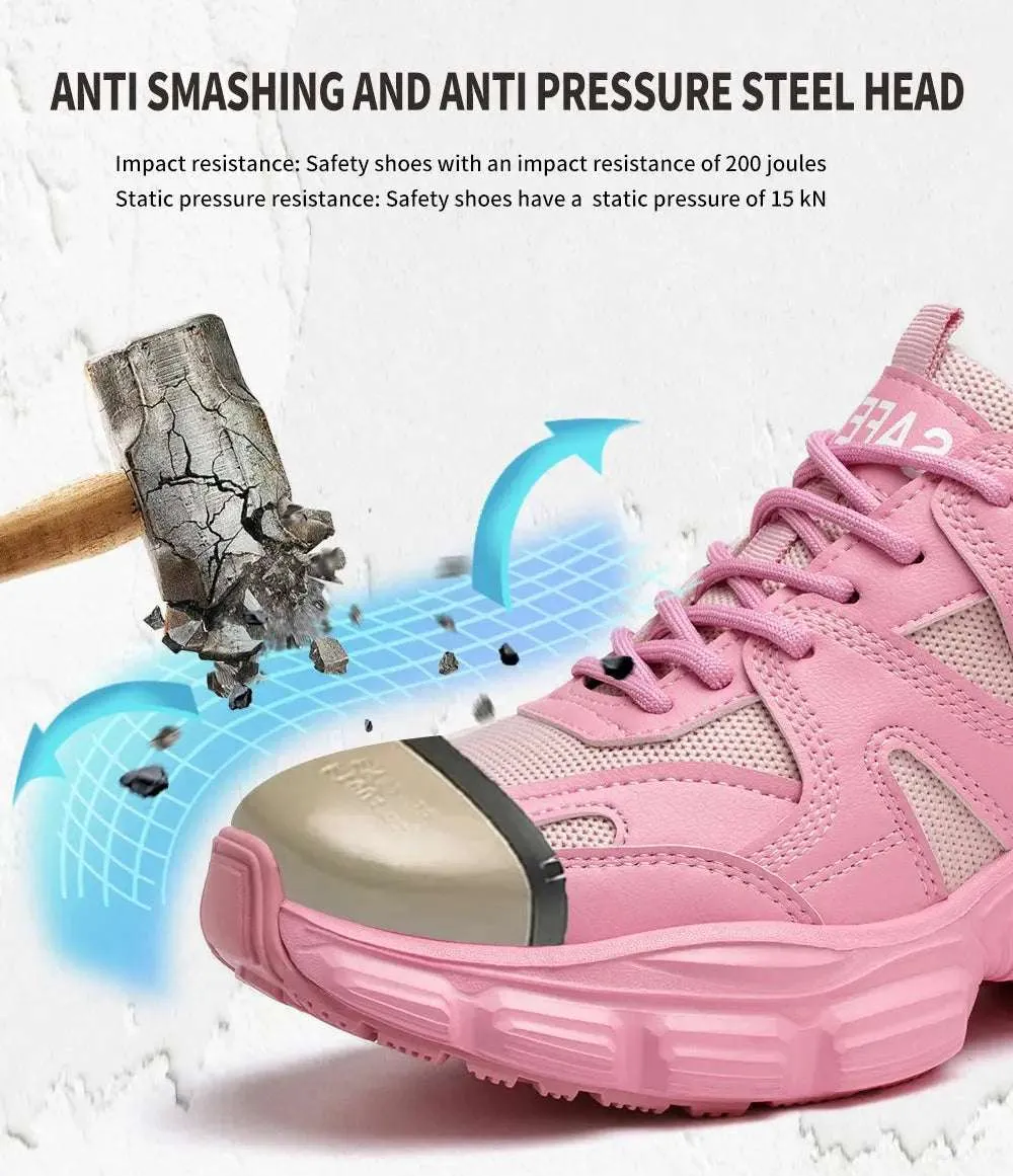 Women's Lightweight Steel Toe Sneakers – Breathable, Slip-Resistant Safety Shoes