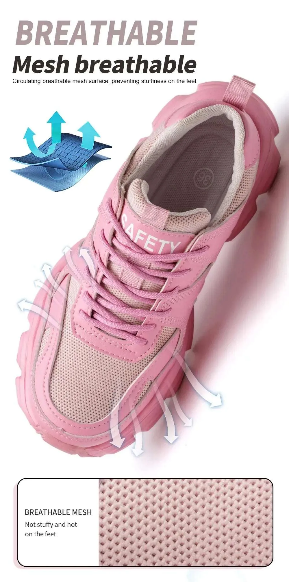 Women's Lightweight Steel Toe Sneakers – Breathable, Slip-Resistant Safety Shoes
