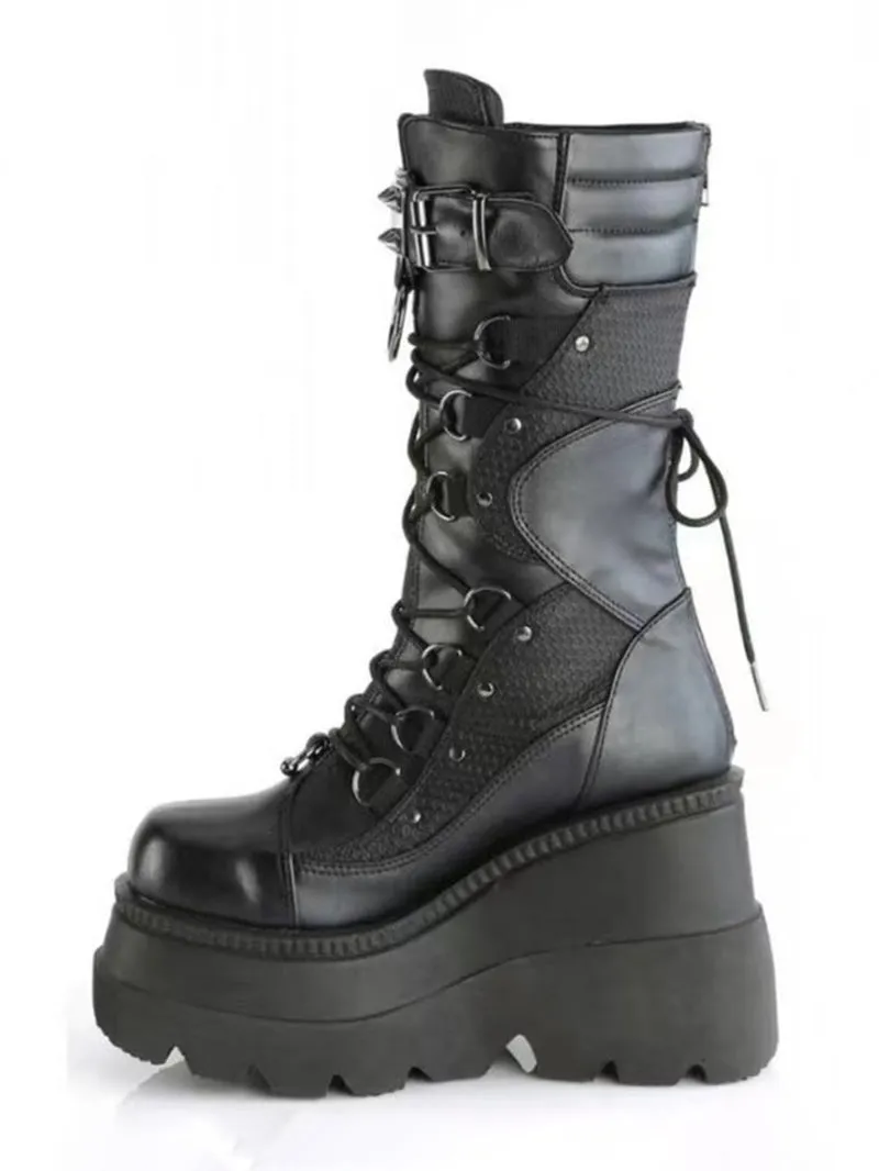 Y2K Buckled Women's Platform Boots