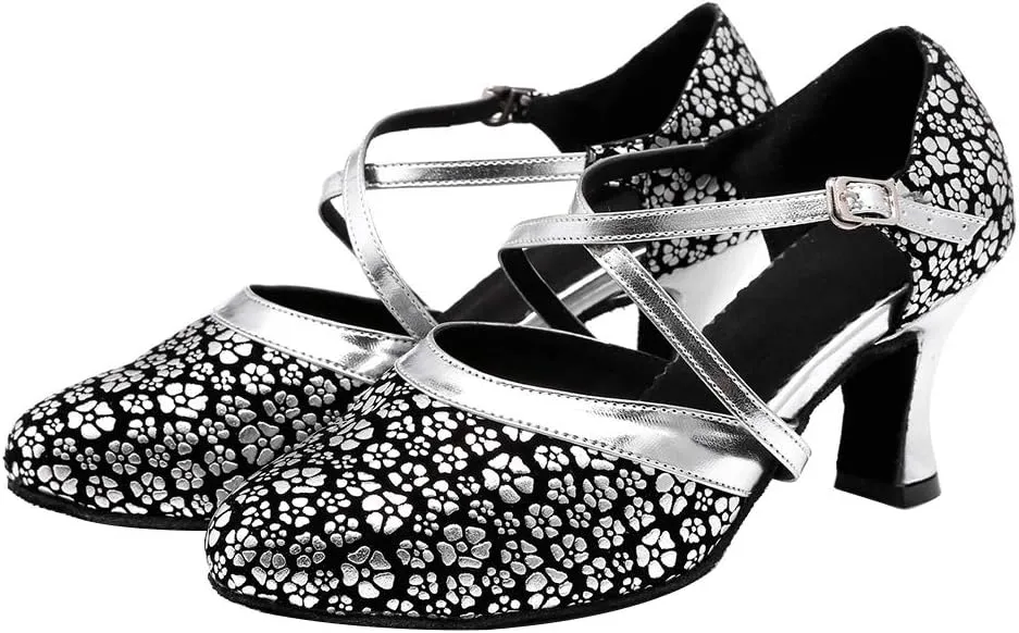 YKXLM Closed Toe Ballroom Dance Shoes Women Cross Ankle Strap Latin Modern Dance Shoes,Modle YCL320