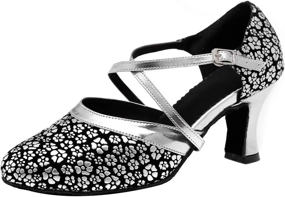 YKXLM Closed Toe Ballroom Dance Shoes Women Cross Ankle Strap Latin Modern Dance Shoes,Modle YCL320