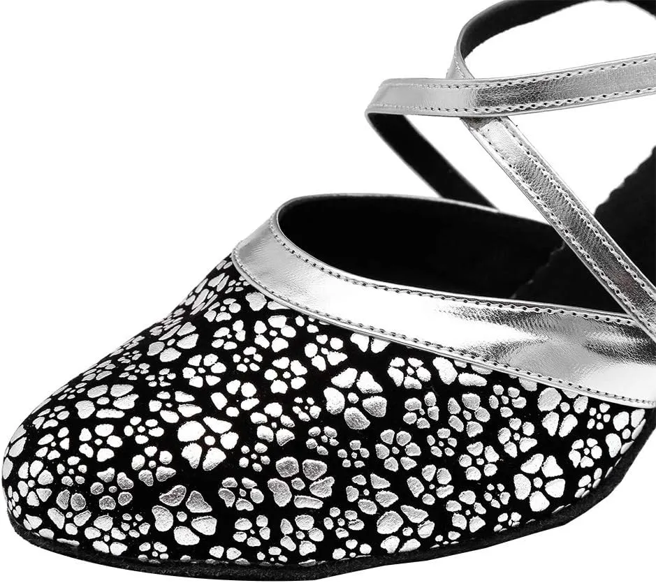 YKXLM Closed Toe Ballroom Dance Shoes Women Cross Ankle Strap Latin Modern Dance Shoes,Modle YCL320