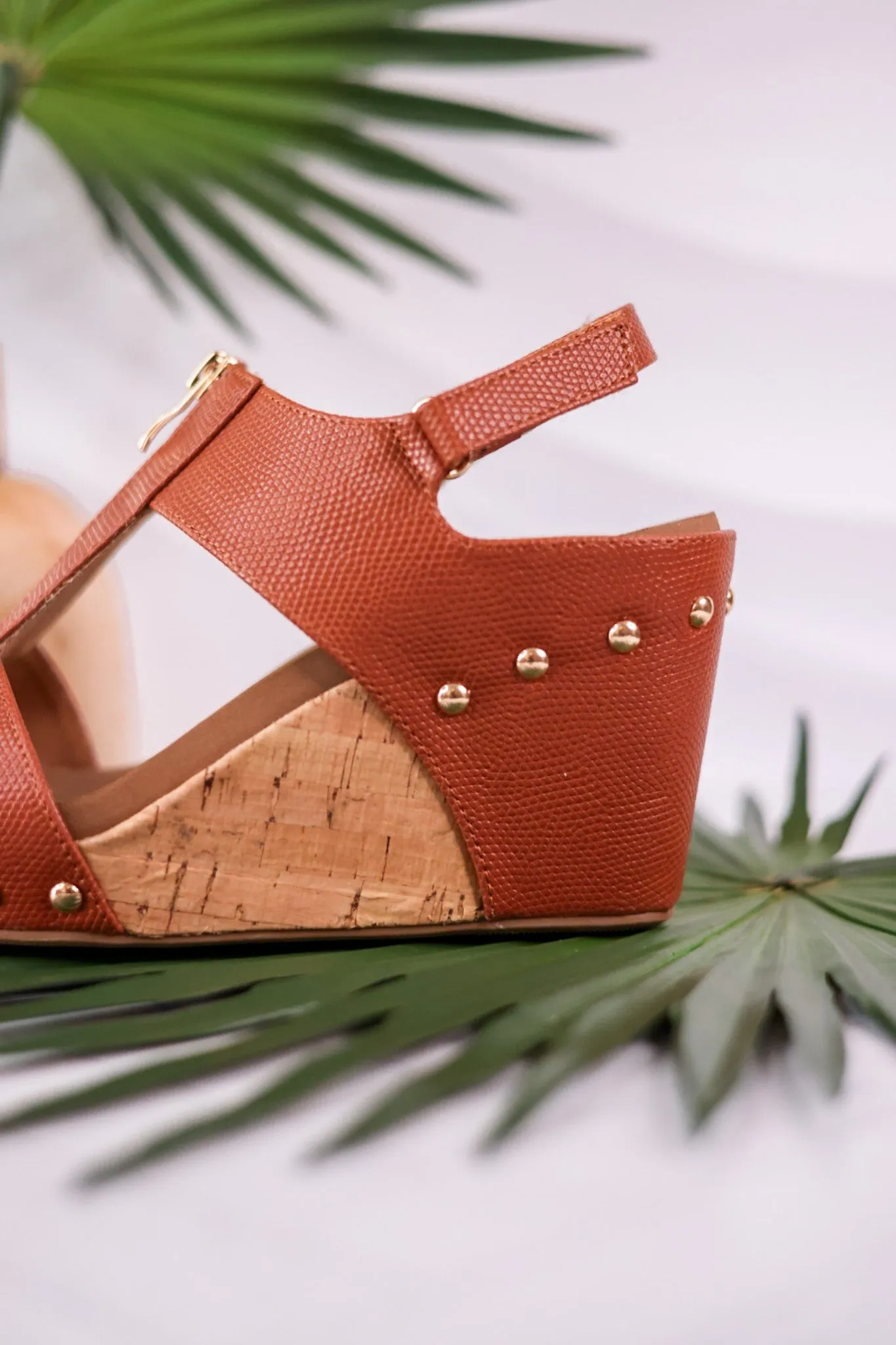 Zip It Good Cognac Wedge Sandals