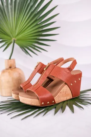 Zip It Good Cognac Wedge Sandals