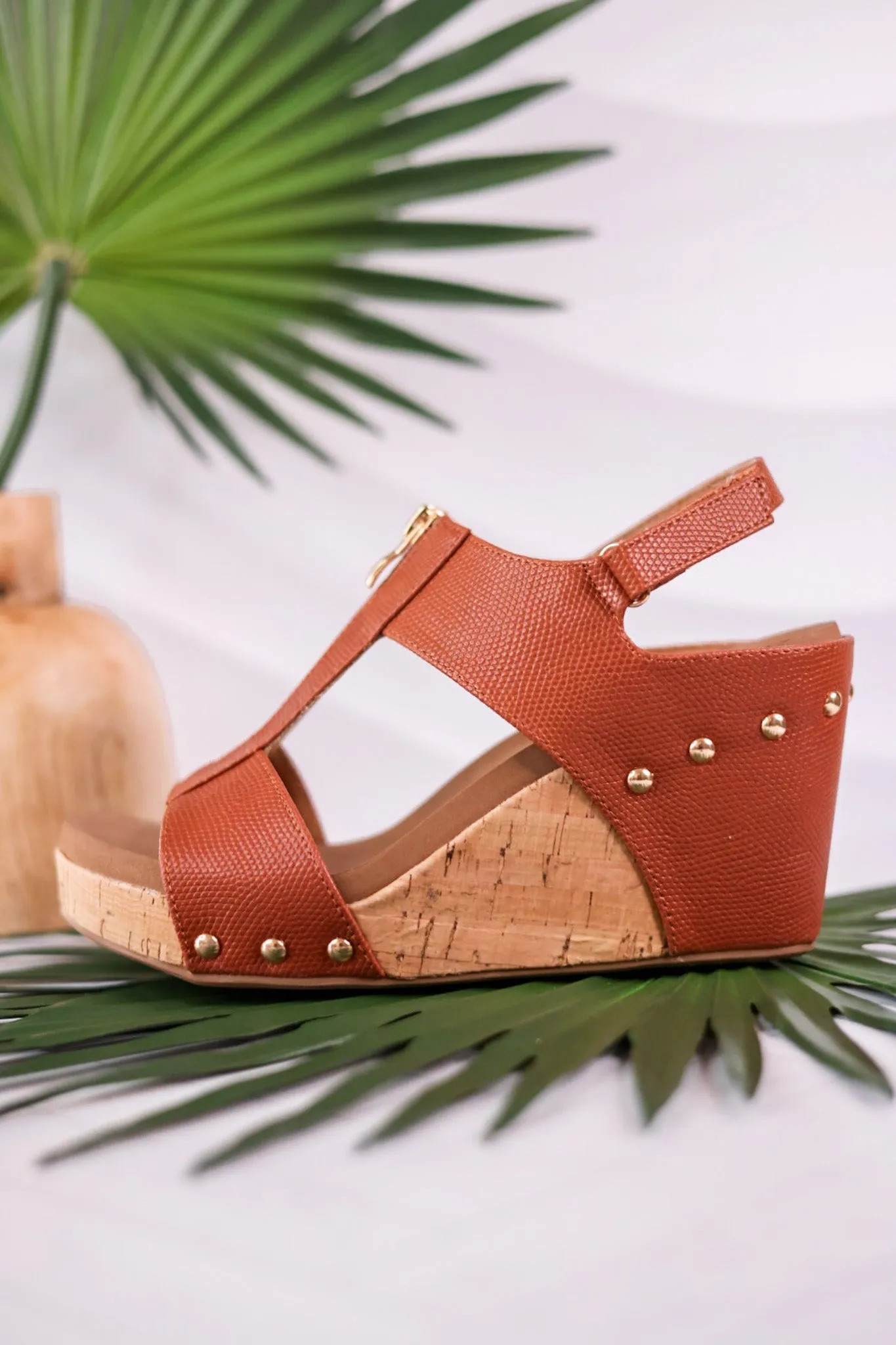 Zip It Good Cognac Wedge Sandals