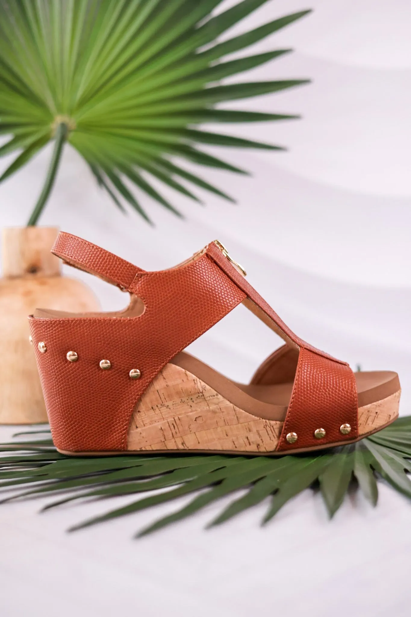 Zip It Good Cognac Wedge Sandals