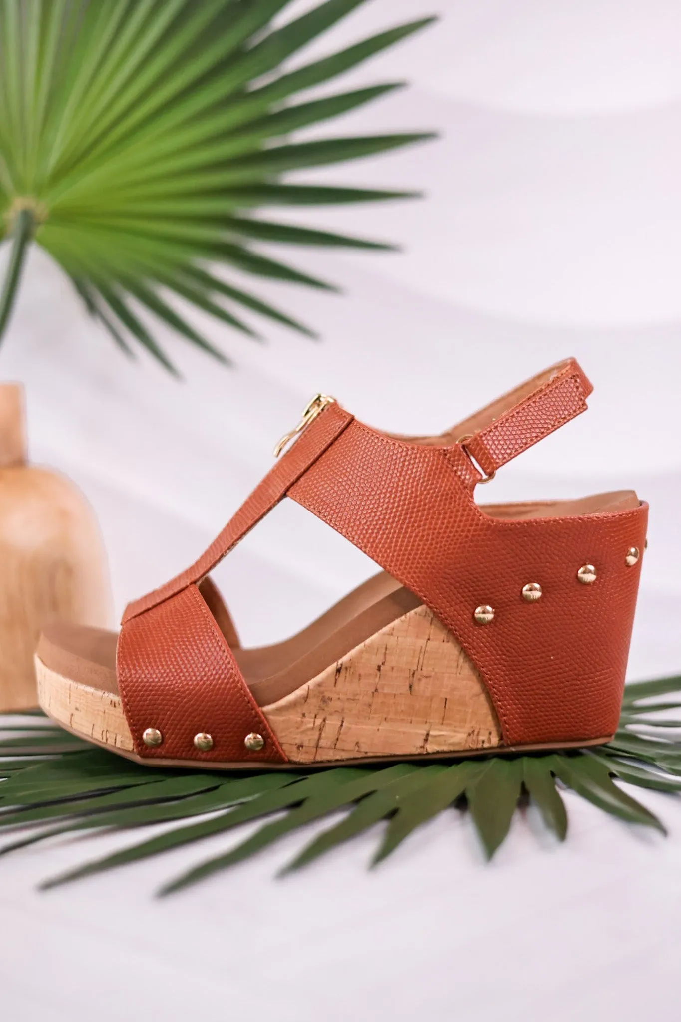 Zip It Good Cognac Wedge Sandals